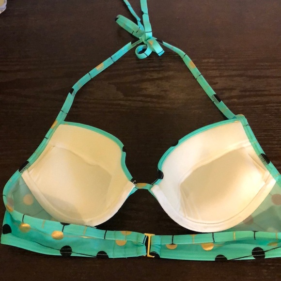 👙 Victoria’s Secret Teal Polka Dot Bikini Top👙 - Picture 2 of 3